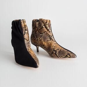 🆕 & Other Stories Gathered Kitten Snake Print & Suede Pointed Toe Heels Size 37